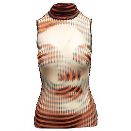 Regata em malha Jean Paul Gaultier Orange & Multicolor Maille Face Print Tamanho US M