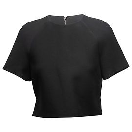 Top de manga corta en mezcla de lana y seda negro Christian Dior Talla FR 38