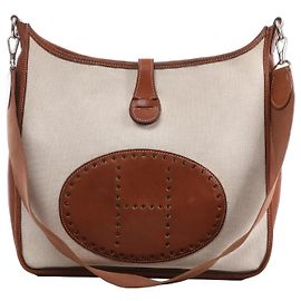 Hermès Evelyn I 33 GM Toile H & Leather Shoulder Bag in Beige×Brown E: 2001