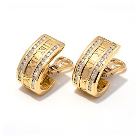 Tiffany & Co. Atlas Boucles d'oreilles puces Or Jaune 750/18K Chiffres Romains Luxe