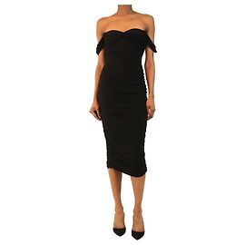 Norma Kamali Schwarzes Walter Kleid mit Raffung - size S