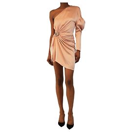 Alexandre Vauthier Mini vestido de seda rosa de un hombro con adorno de diamante - size UK 8