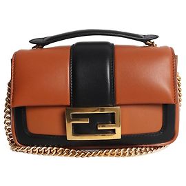 Fendi Mini Baguette-Tasche in Schwarz-Braun bicolore