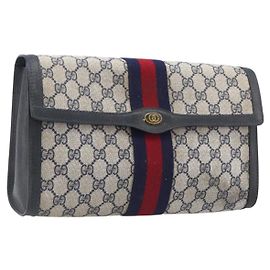 Borsa GUCCI GG Supreme Sherry Line PVC Pelle Navy Gold 89 01 007