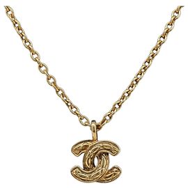 Collier CHANEL métal Gold CC
