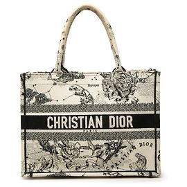 Borsa Book Tote Dior in tela ricamata Zodiac Toile De Jouy bianca, dimensione Medium