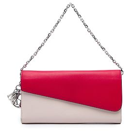 Diorissimo Recontre Kettenportemonnaie aus rotem bicolor Kalbsleder Dior