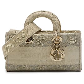 Dior Beige Medium Embroidered Lace 3D Macrame Lady D Joy