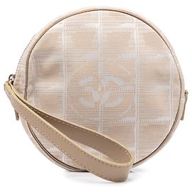 Chanel Beige New Travel Line Nylon Rundes Handgelenk-Etui