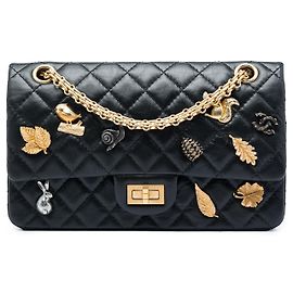 Chanel Black Quilted Aged Calfskin Reissue 2.55 Lucky Charms Double Flap 225