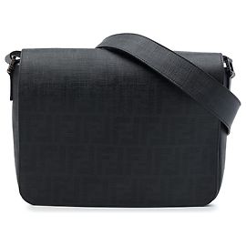 Fendi Black Zucca Spalmati Flap Crossbody