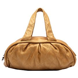 Borsa Bowler Le Marais Chanel in vitello metallizzato matelassé Gold Small
