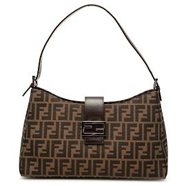 Bolso de hombro Fendi de lona Zucca marrón