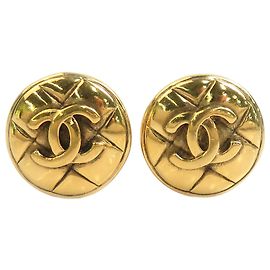 Chanel Gold CC gesteppte Clip-On-Ohrringe vergoldet