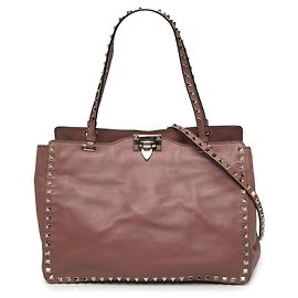 Valentino Rockstud Trapeze Satchel aus Leder in Pink, Medium