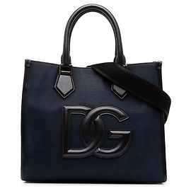 Dolce & Gabbana Blue Canvas DG Logo Shopper Tote