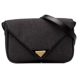 Autre Marque Borsa a tracolla in tela rivestita con dettagli in pelle grigia Saint Laurent
