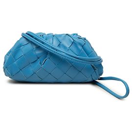 Bottega Veneta Borsa a tracolla The Extra Mini Pouch in Nappa Intrecciato blu