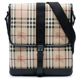 Burberry Beige Haymarket Check Crossbody aus beschichtetem Canvas