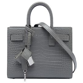 Autre Marque Saint Laurent Sac De Jour Satchel aus Krokoprägeleder Grau Nano