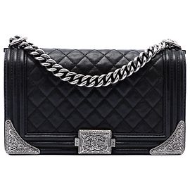 Chanel Black Paris Dallas Medium Quilted Calfskin Cowboy Boy Flap