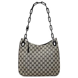 Borsa Hobo Gucci in tela GG beige con catena