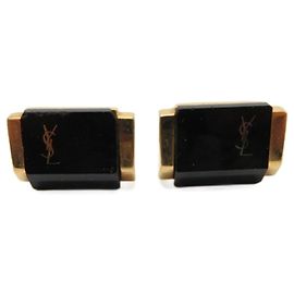 Abotoaduras Yves Saint Laurent Logo Dourado e Preto
