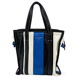 Balenciaga Bazar Tasche aus gestreiftem Leder XS
