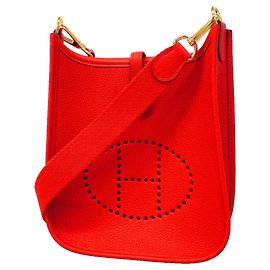 Hermès Hermes Schultertasche Evelyne TPM Taurillon Maurice Rouge Coeur Y Stamp