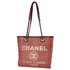 Chanel Deauville Canvas Chain Tote Bag
