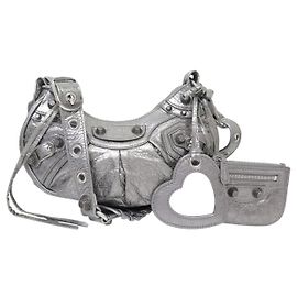 BORSA A MANO BALENCIAGA LE CAGOLE XS 671309 PELLE ARGENTE TRACOLLA