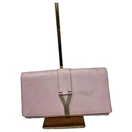 Yves Saint Laurent Ligne Y Calfskin Leather Clutch Bag - Light Pink
