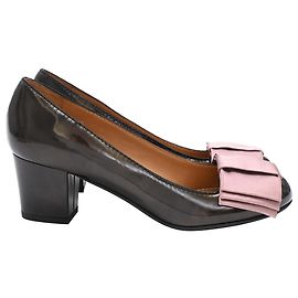 Lanvin Mid-Heel Bow Pumps in Black Patent Leather