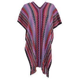 Poncho in maglia Missoni Chevron con scollo a V in lana multicolore