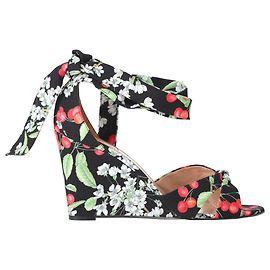 Sandali wedge con lacci Aquazzura con stampa ciliegia in viscosa multicolore