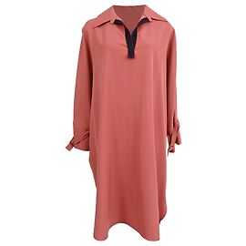 Hermès Midi-Hemdkleid mit Schnallenärmeln aus rosa Wolle