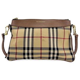 Burberry Peyton Crossbody Clutch Haymarket Coated Canvas Small