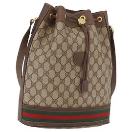 Bolso GUCCI GG Supreme Web Sherry Line PVC Beige Gold 001 115 0933