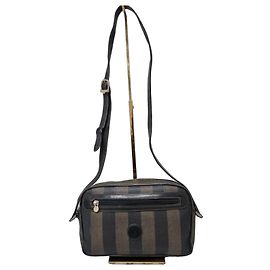 Fendi Bolsa Tiracolo Pequin Stripe Preta Castanha