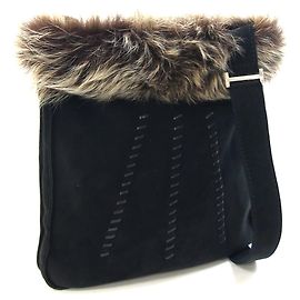 Hermès Borsa a tracolla Hermes Sac Toudou Moco Black Suede Fur