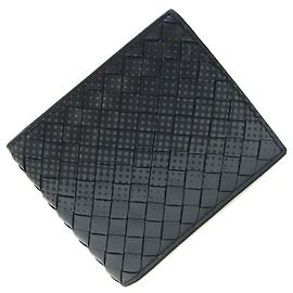 Carteira Bi-fold Bottega Veneta em couro cinza e preto