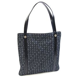 Bulgari Bvlgari Shopper-Tasche aus Leder und schwarzem Denim