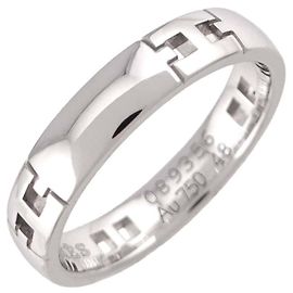 Hermès Anel Faixa Hermes Ever Hercules em Ouro Branco 18K