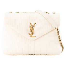 Autre Marque SAINT LAURENT - Borsa a tracolla Loulou Small Saint Laurent in tela beige