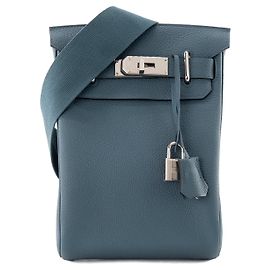 HERMÈS - Borsa a tracolla Hac à dos PM Hermès in pelle grana Togo Bleu Tempête