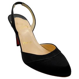 Décolleté Slingback in raso nero Christian Louboutin