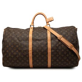 Borsa da viaggio Louis Vuitton Monogram Keepall Bandouliere 60 Marrone