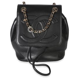 Mini zaino Chanel CC Mania in pelle di agnello nera