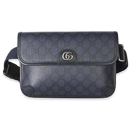 Borsetta cintura slim Gucci Ophidia Web in tela GG Supreme blu navy