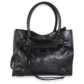 Borsa Balenciaga Black Arena Lambskin Mini Le City Tote Bag